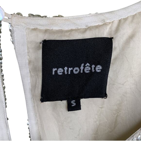 Retrofête Selma Champage Sequin Split Sleeve Keyhole Belted Robe Mini Dress - Picture 14 of 16